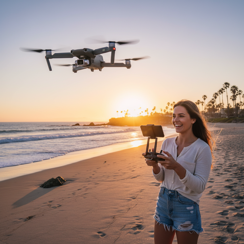 Person flying E88 Pro drone outdoors in scenic setting